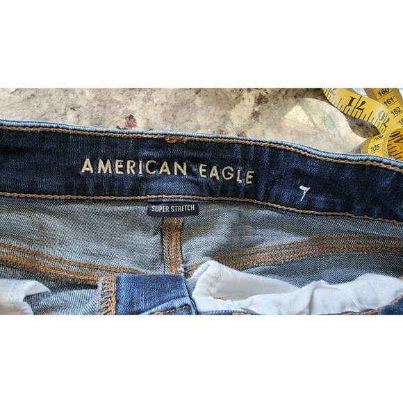 American Eagle Shortie Jean Shorts Super Stretch Womens Size 2 Raw Hem Cowgirl - Picture 8 of 10